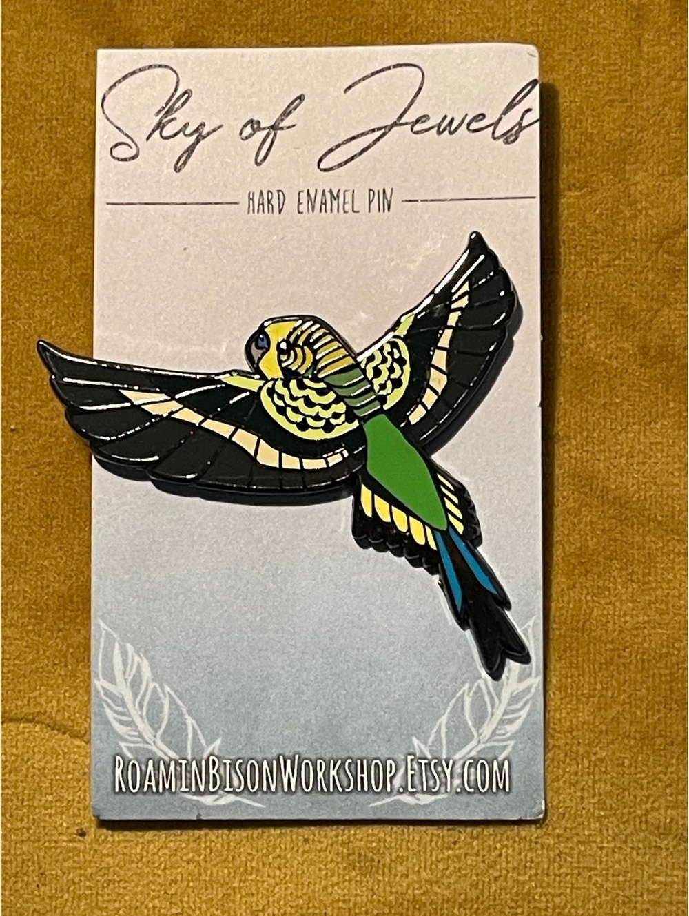 Sky of Jewels Budgie Parakeet Hard Enamel Bird Pin